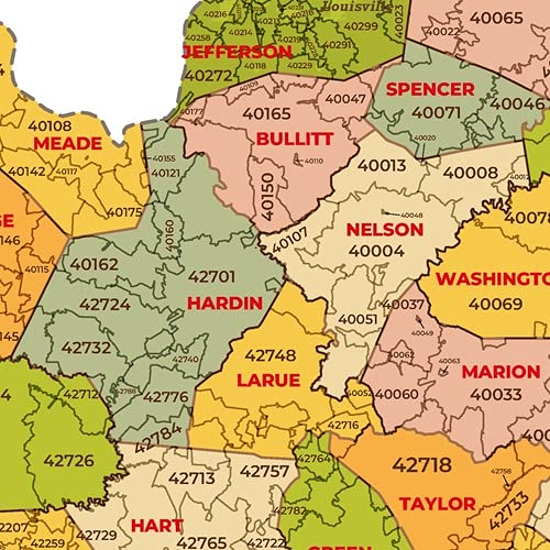 Amazon.com : Kentucky ZIP Code Map with Counties - Standard - 36